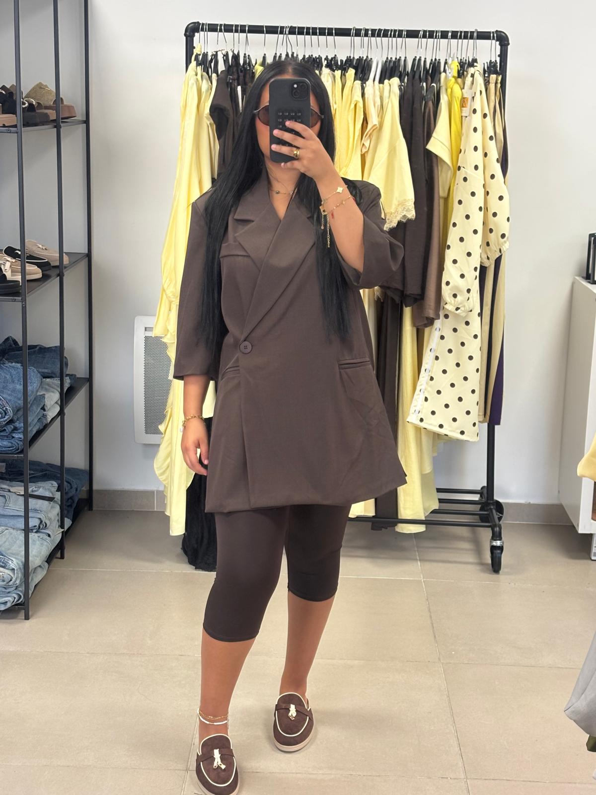 Blazer manche 3/4 marron