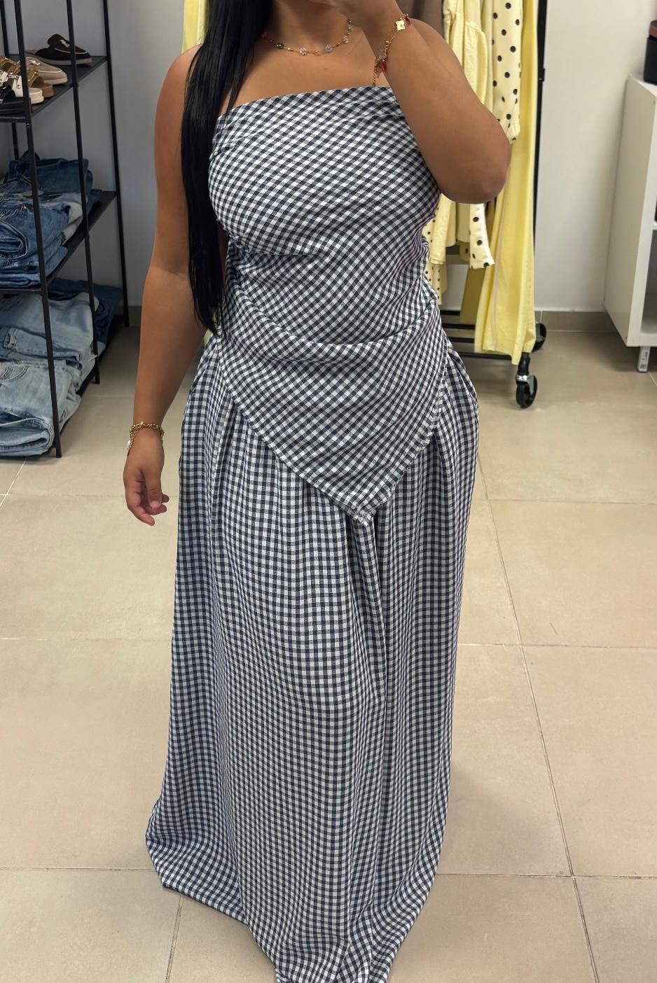 Ensemble Jupe Vichy et haut (ou foulard)