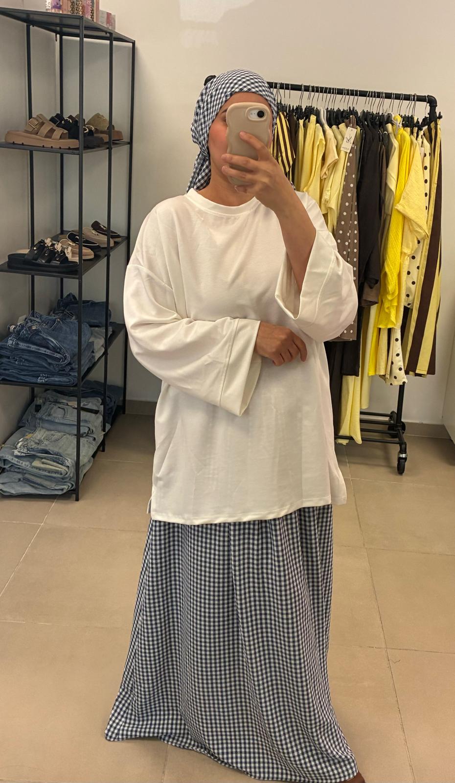 Ensemble Jupe Vichy et haut (ou foulard)