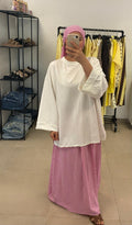 Jupe Vichy et foulard rose